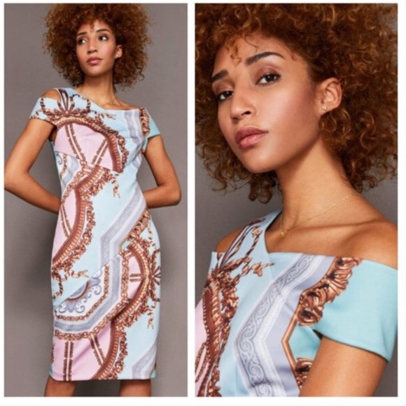 Ted Baker Yanar Versailles Print Bodycon Dress size 1 nwot - Picture 3 of 14